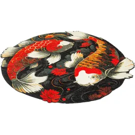 Wash+Dry Teppich "Koi Couple", bunt, B:90cm H:9mm L:90cm Ø:90cm, Polyamid, WASH+DRY BY KLEEN-TEX, Teppiche, Teppich
