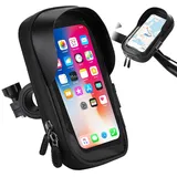 pclapora Handyhalterung Fahrrad & Motorrad Wasserdicht, 360° Drehbar Lenker-Handyhülle mit Regenhaube, Vollständig Geschlossene Fahrrad-Lenkertasche für 5.5–7 Zoll Smartphone, Schwarz