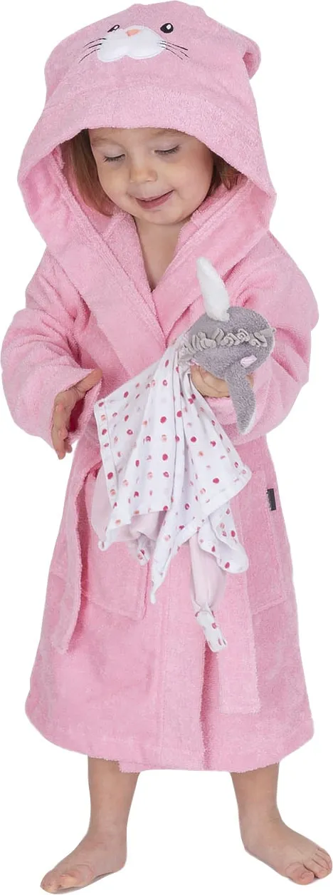 Kinderbademantel »8024«, (1 St.), für Mädchen & Jungen, mit niedlicher Kapuze, Gr. 104   Länge: 66 cm, rosa, , 38480708-104