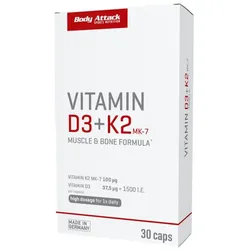 Body Attack Vitamin D3 + K2 Caps - 30 Kapseln