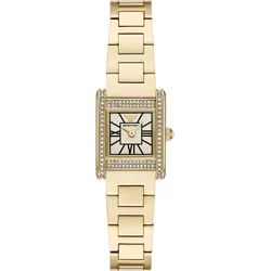 Quarzuhr EMPORIO ARMANI, gelbgoldfarben, Armbanduhren, Damen, Armbanduhr, Damenuhr, Edelstahlarmband, analog, Glassteine