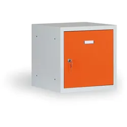 Einzelschließfach aus Metall, 400 x 400 x 400 mm, Zylinderschloss, orange Tür
