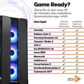 dcl24.de dcl24 Desktop Gaming PC AMD Ryzen 7 5800X, AMD Radeon RX7600 8GB - 1000GB SSD, 32GB DDR4, Spiele PC mit 8x4.7 GHz, WLAN, Computer mit Windows 11 Pro