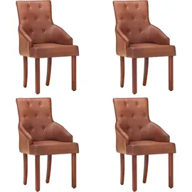 vidaXL Esszimmerstuhl Leder braun 4er Set