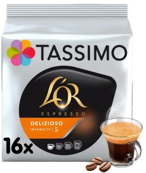 Kaffeekapseln Tassimo L'OR Espresso Delizioso (kompatibel mit Bosch Tassimo Kapselmaschinen), 16 Stk.