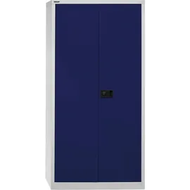 BISLEY Flügeltürenschrank Metall 91,4 x 195 cm Blau/Grau