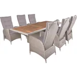 Garden Pleasure Tischgruppe »BRAGA weidenbraun Set 01«, 7-tlg. - Grau/Schwarz/Creme