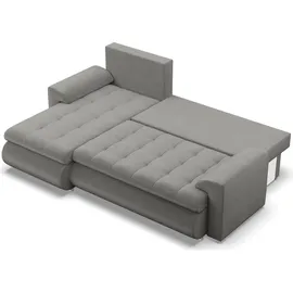 mebligo Links Ecksofa mit Schlaffunktion FORESTA, Sofa mit bettkasten Hellgrau - Grau
