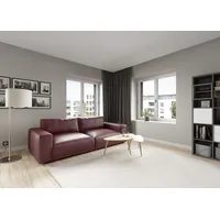 Big-Sofa MUSTERRING "LUCIA Mega Sofa, hoher Sitzkomfort, Breite 252cm, Kontrastnaht", rot (cherry puro), B:252cm H:81cm T:124cm, Flachgewebe FLORIS (100% Polyester);Flachgewebe VALMONT (60% Baumwolle/ 40% Leinen);Microfaser CRONA (100% Polyester), Sofas, Big-Sofa, in vielen Qualitäten und 4 unterschiedlichen Nähten, 2,5-Sitzer
