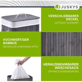 Juskys Bambus Wäschekorb Curly 72 Liter Grau