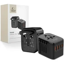 TECH-PROTECT TA200 EU / UK / US / AU-Adapter - schwarz