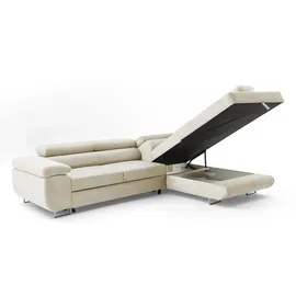 muffo Ecksofa WILD L Rechts mit Schlaffunktion 127x195 Velours Beige - Beige