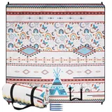 JEMIDI Boho Picknickdecke 200x200 - Picknickdecke groß - Stranddecke XXL - Campingdecke - Picknickdecke wasserdicht - Picknick Decke - Badedecke - Waschbar und tragbar - Beige