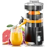 FOHERE Zitruspresse Elektrische Zitruspresse, 100W Leiser Motor, BPA-frei, 2 Presskegeln, 100 W, mit tropffreier Düse, aus BPA-freiem ABS-Material schwarz