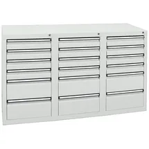 stumpf metall Stumpf Schubladenschrank Serie STS 410, 18 Schubladen lichtgrau (12x100, 6x200mm)