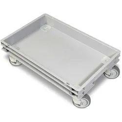 Rollkasten für 600x400mm Eurobehälter, graue Gummiräder, Trg 100 kg, grau