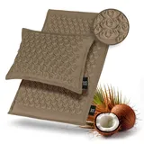 OMNANA® CACTUSXTM Akupressurmatte mit Kissen – Kokosfaserfüllung & Leinen-Bezug – Nachhaltige Massage Matte zur Entspannung & Durchblutungsförderung – Yoga Nagelmatte für Stressabbau & Rückenschmerzen