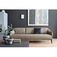 3-Sitzer W.SCHILLIG "sally", braun (stone z59), B:224cm H:78cm T:84cm, Longlife Xtra-Leder Z59: Glattleder mit modischer Prägung. Hautstärke 0, 9 - 1, 1 mm., Sofas, mit Metall-Winkelfüßen in Schwarz pulverbeschichtet, Breite 224 cm