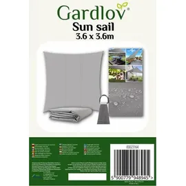 gardlov 23164 Sonnensegel 3,6x3,6 m grau - Grau