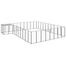 vidaXL Hundezwinger Schwarz 25,41 m2 Stahl - Überdachung (3082240)