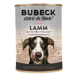 Bubeck | mit Lamm, Reis, Hüttenkäse & Flohsamenschalen | 6x400g Hundefutter