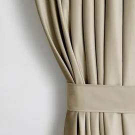 AmeliaHome Gardine Kräuselband 140x245 cm Vorhang Beige Verdunkelnd Einfarbig Muster Samt Textil Multifunktionsband mit Raffhalter Wohnzimmer Schlafzimmer - Beige