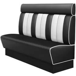 Dinerbank | Schwarz | B:H 180 x 128 cm | Gestreift | Leder | American Diner Sitzbank, American Dinerbank, American Diner Möbel