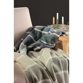 Biederlack Wohndecke Cotton Lines grün 150x200 cm - grün;grau