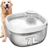 FEELNEEDY Trinkbrunnen für Hunde/Katzen 7L Wasserbrunnen mit led licht, Hundewasserspender 30dB Leise, Geeignet für die Verwendung mit Hunden oder Mehreren Katzen, mit 2 Filters (Brunnen-Weiß)