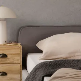 Idimex Polsterbett LAVORO Einzelbett 140x200, grau - Bett mit Lattenrost und Samtstoffbezug, Bettgestell mit gepolstertem Kopfteil, modernes Design, Robus... - Grau