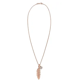Elli Halskette Feder Boho Anhänger mit Kristall 925 Sterling Silber Rosévergoldet