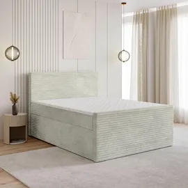masseno Boxbett, Hellgrau, Holz, 160x200 cm Schlafzimmer, Betten, Boxspringbetten