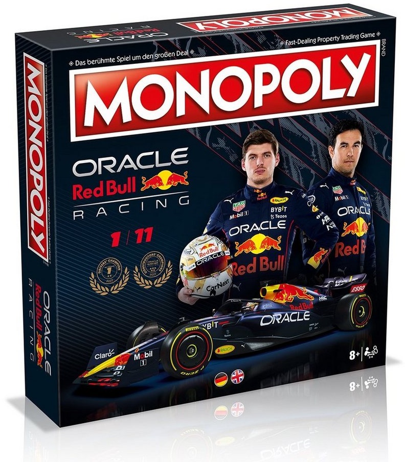 Winning Moves Spiel, Brettspiel Monopoly - Red Bull Racing (deutsch/englisch), komplett zweisprachig schwarz