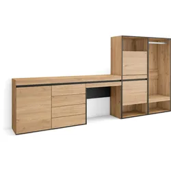 SKRAUT HOME Schuhschrank, Platzsparender Schrank, 297x35x145 cm, Schlafzimmer, Offener Schrank, Kommode, Schminktisch, Modern Style, Eiche - 458_30