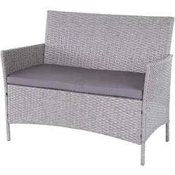 Poly-Rattan Gartenbank Hamar, Sitzbank Bank ~ grau, Kissen anthrazit