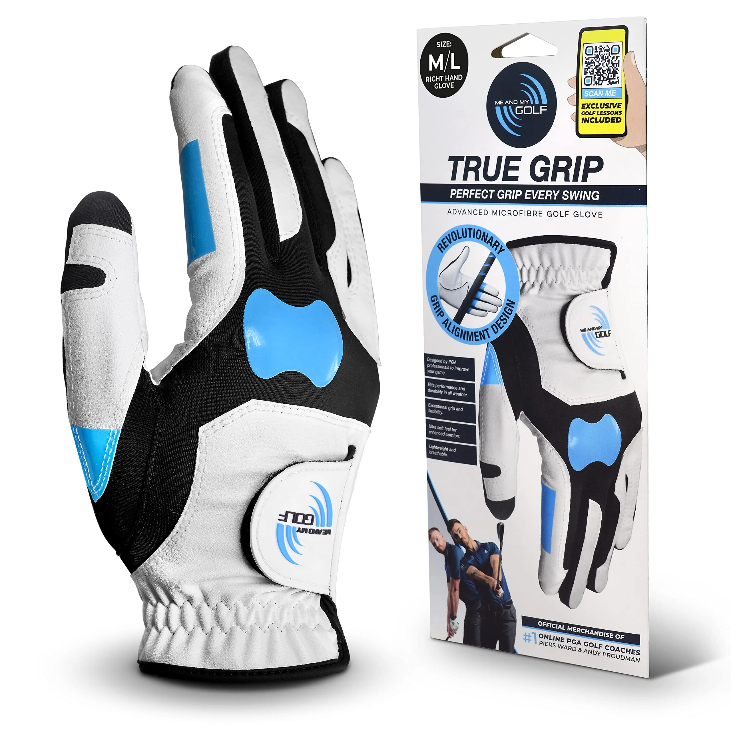 ME AND MY GOLF True Grip Training Golf Glove - Perfect Grip Every Swing - Size M/L Right Hand