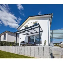 Gutta Terrassendach Premium 410 x 406 cm anthrazit / Acryl klima blue