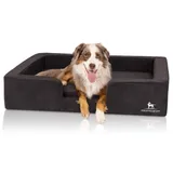 Knuffelwuff Hundebett mit Wendekissen aus Velours Bellamy Orthopädisch 120 x 100cm Schwarz