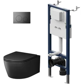 AM.PM Wand-WC mit WC-Sitz Schwarz spülrandlos