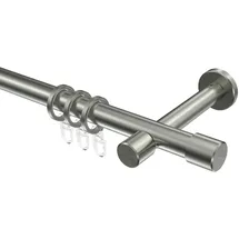 Interdeco GARDINENSTANGE Prestige Santo 240 cm (geteilt in 2 x 120 cm), 1-läufig, 20 mm Ø Edelstahl-Optik
