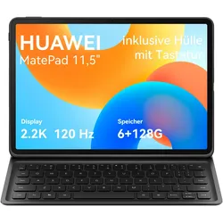 HUAWEI Tablet "MatePad 11.5 Zoll 6 GB + 128 GB WiFi inklusive Hülle mit Tastatur", grau, 128 GB, Tablets/E-Book Reader