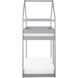 Beliani Hochbett Labatut 90 x 200 cm Kiefer grau