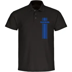 multifanshop Poloshirt - Paderborn - Streifen - Druck blau - Polo