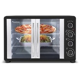 TurboTronic Minibackofen mit Umluft, 45l, schwarz, 2000W, Drehspieß, Timer, Mini Backofen, Pizzaofen, Backblech, Innenbeleuchtung