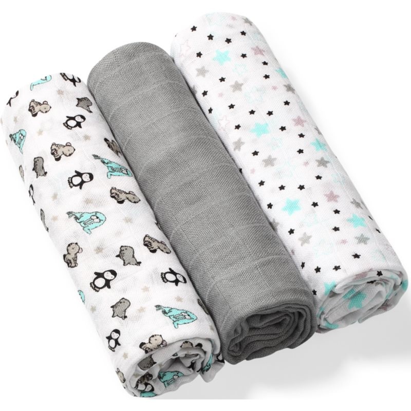 BabyOno Take Care Natural Diapers Stoffwindeln 70 x 70 cm Gray 3 St.