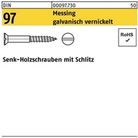 Reyher Holzschraube DIN 97 SEKO Schlitz 3,5x20 Messing galv. vernickelt 200St.