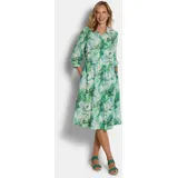 GOLDNER Midikleid Blätter-Druck Grün 25