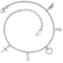 Engelsrufer Fußkette ENGELSRUFER "Glaube Liebe Hoffnung", weiß (edelstahlfarben, kristallweiß, weiß, kristallweiß), Fußketten, Damen, Edelstahl Perlen, Edelstahl, Perlen, Made in Germany - mit Zirkonia (synth.) - mit Süßwasserzuchtperle