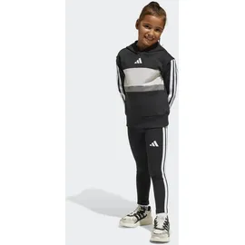 adidas Trainingsanzug ADIDAS SPORTSWEAR "LG 3S TIB FL ST", Jungen, Gr. 122, schwarz-weiß (schwarz, weiß, grau two), Obermaterial: 70% Baumwolle, 30% Polyester, Sportanzüge Trainingsanzug