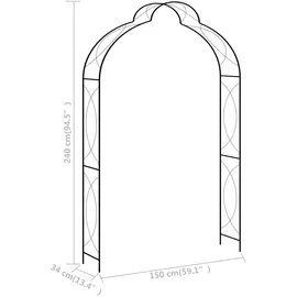 vidaXL Rosenbogen 150 x 34 x 240 cm Schwarz